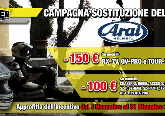 Arai: continua la campagna Sicurezza Sostituzione Casco Arai: continua la campagna Sicurezza Sostituzione Casco