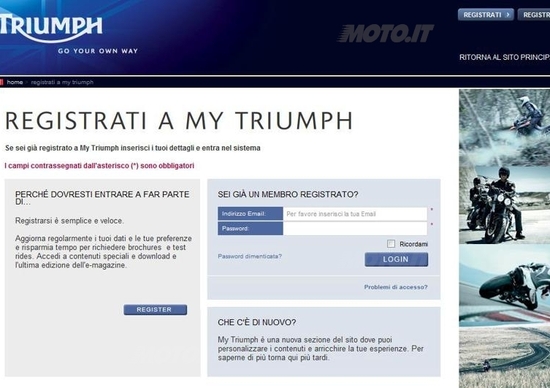 Nuovo sito Internet Triumph Nuovo sito Internet Triumph