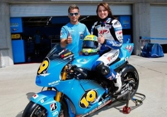 Elena Myers a Indianapolis in sella alla Suzuki di Bautista Elena Myers a Indianapolis in sella alla Suzuki di Bautista