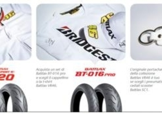 Con i pneumatici Bridgestone in regalo i capi della nuova collezione Battlax VR46 Con i pneumatici Bridgestone in regalo i capi della nuova collezione Battlax VR46
