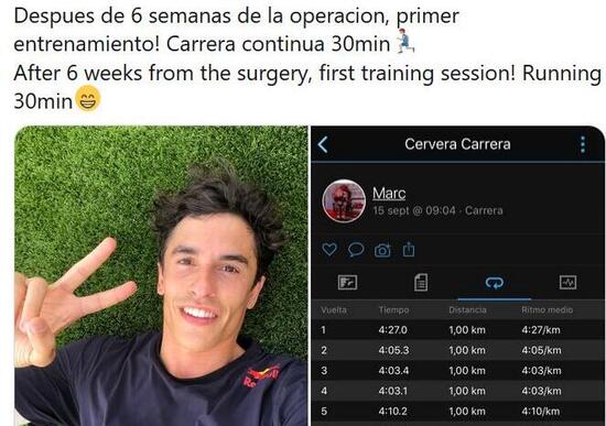 Marc Marquez torna a correre - a piedi - dopo l'intervento Marc Marquez torna a correre - a piedi - dopo l'intervento